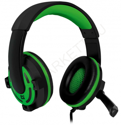 Наушники полноразмерные Defender Warhead G-300,  микрофон, кабель 2.5м, зеленые (64128)